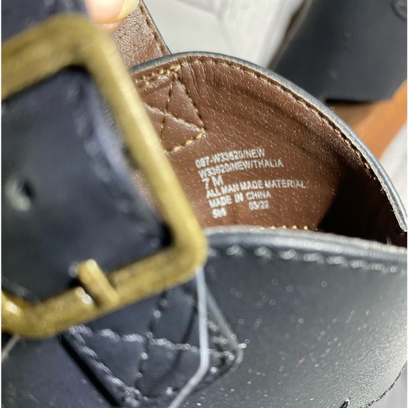 NEW FOOTBEDS WHITE MOUNTAINS BLACK & BROWN ADJUSTABLE STRAP CLOG BLOCK HEEL SZ 7 - Picture 7 of 8